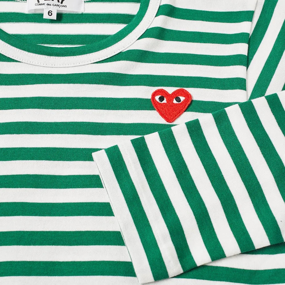 Comme des Garcons PLAY Big Red Heart Striped L/S T-shirt (Women)