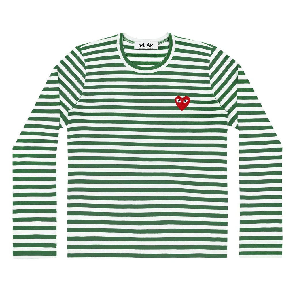 Comme des Garcons PLAY Big Red Heart Striped L/S T-shirt (Women)